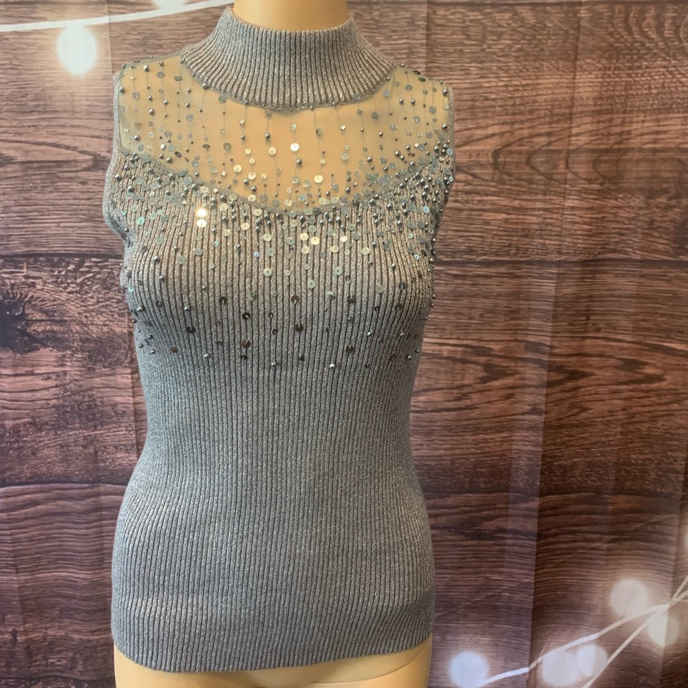 Gray bedazzled tank top- Lauren Michelle Size S